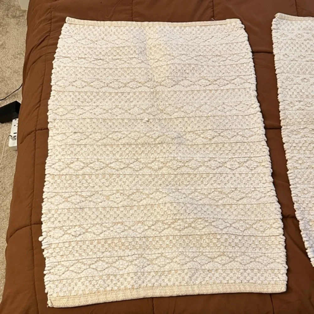 Cream and Tan  Bathroom Rugs - Set of 2